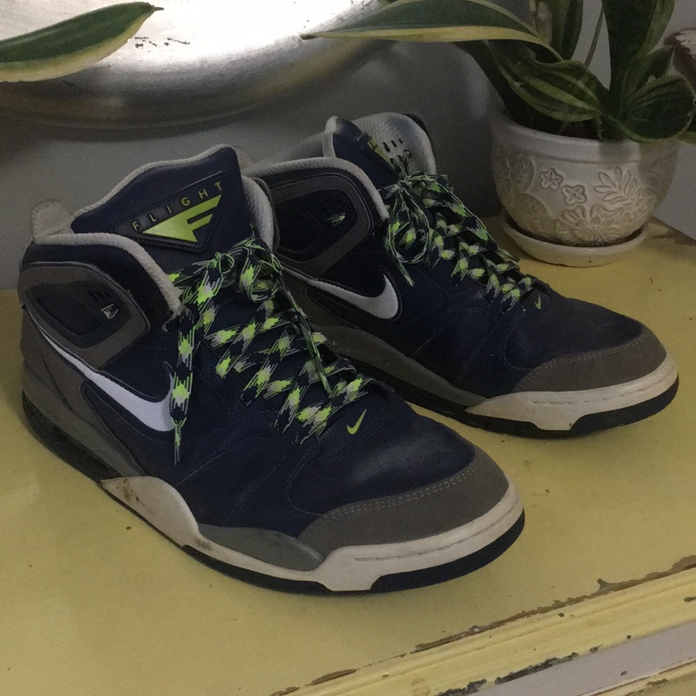 Nike Air Flight Blue and Neon Green